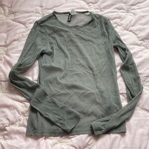 Sheer Long Sleeve Top - Gray